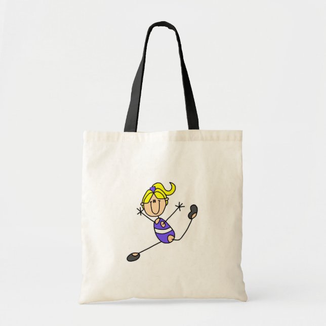 Bolsa Tote T-shirt e presentes louros da ginástica da menina (Frente)