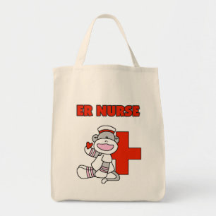 Bolsa Tote T-shirts e presentes da enfermeira Sock Monkey ER