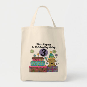 Bolsa Tote T-shirts e presentes de aniversário de 3 anos
