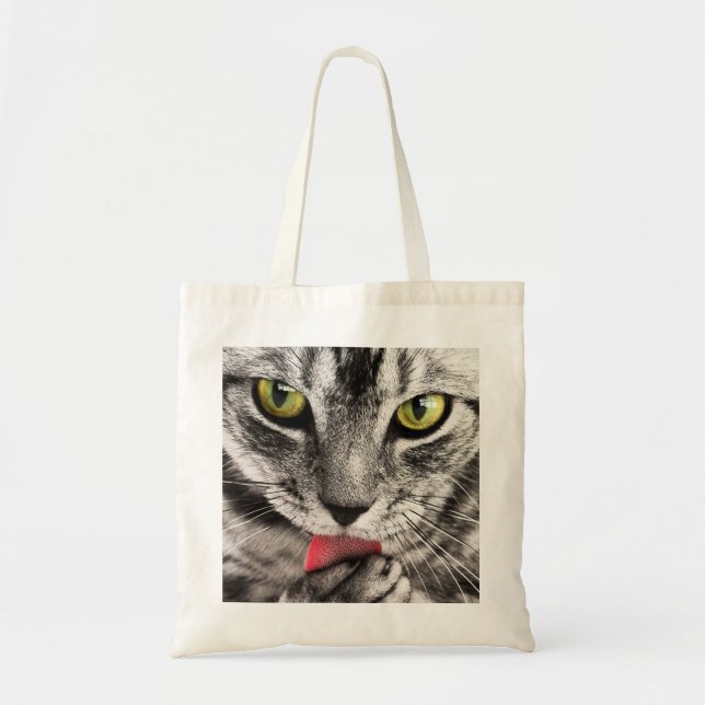 Bolsa Tote Tabby Cat Licing Paw (Frente)