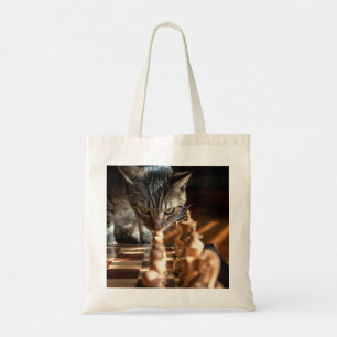 Bolsa Tote Tabby Cat Playing Chess