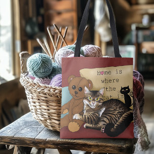 Bolsa Tote Tabby Home Burgundy Cat