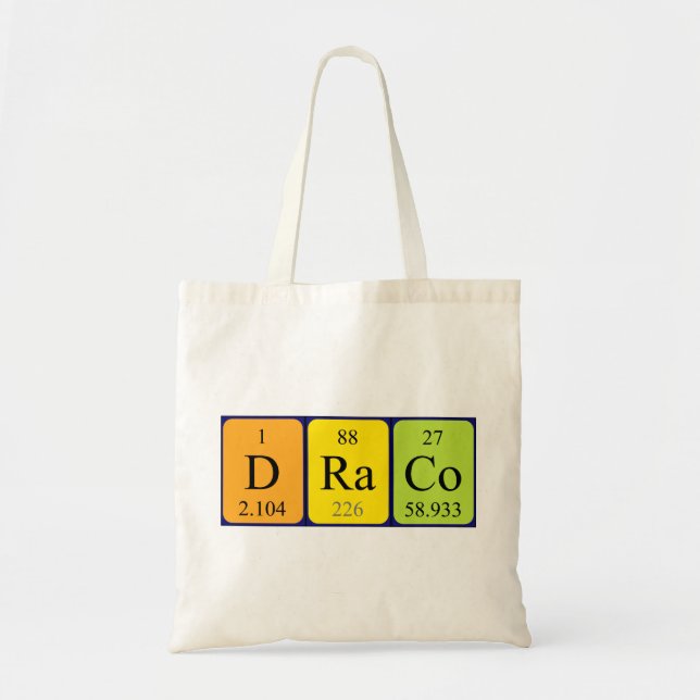 Bolsa Tote Tabuleiro de nomes de mesa periódica do Draco (Frente)