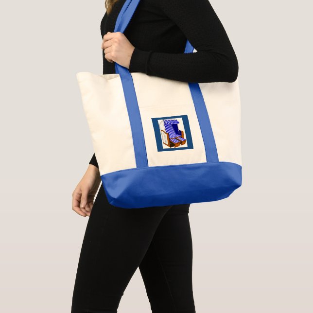 Bolsa Tote Tabuleiro de Toques Azul e Branco (Frente (produto))