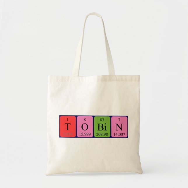 Bolsa Tote Tabuleiro do nome da mesa periódica Tobin (Frente)