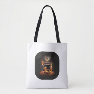 Bolsa Tote Taça de café de Natal com arte a vapor de coração