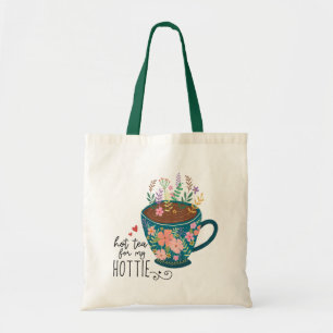 Bolsa Tote Taça de Tea Floral Quote Vintage
