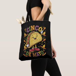 Bolsa Tote Taco Dançante Engraçado Festa Cinco De Mayo