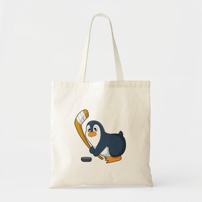 Bolsa Tote Taco de hóquei no gelo do Pinguim (Frente)