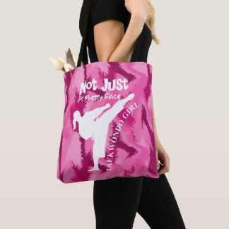 Bolsa Tote Taekwondo - Citada Menina Branca Cor-de-Rosa