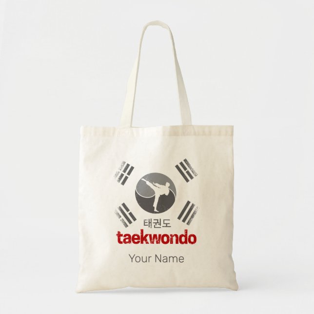 Bolsa Tote Taekwondo Retro Coreia Bandeira Artes Marciais Vin (Frente)