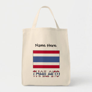 Bolsa Tote Tailândia e bandeira tailandesa com seu nome