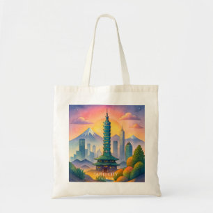 Bolsa Tote Taipei Cidade Taiwan Horizonte Aquarela