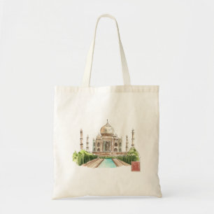 Bolsa Tote Taj Mahal Watercolor Art Impressão Icônico Decor I
