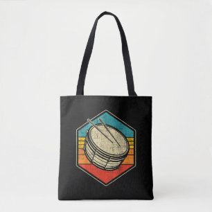 Bolsa Tote Tambor de Caixa Retro Vintage - Linha de Bateria d