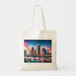 Bolsa Tote Tampa Skyline Abstrato Art