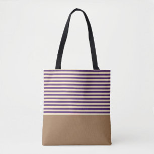 Bolsa Tote Tan de Stripe Roxo