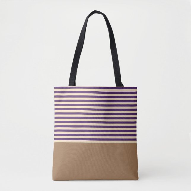 Bolsa Tote Tan de Stripe Roxo (Frente)