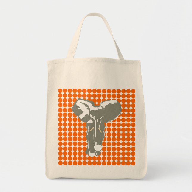 Bolsa Tote Tangerine Safari Dot com Elefante Pop (Frente)