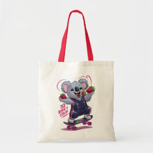 Bolsa Tote Tão Berry Cool Koala Skateboard, Morango Engraçado