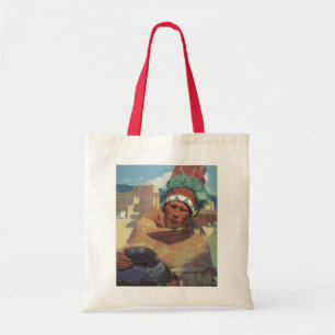Bolsa Tote Taos Indian Holding a Water Jug by Blumenschein