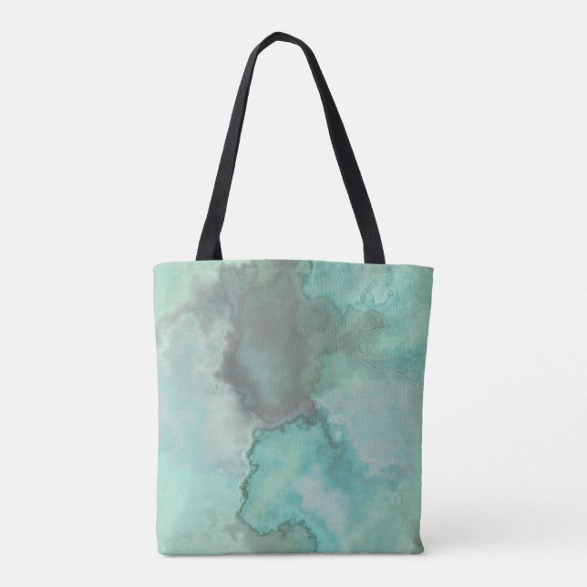 Bolsa Tote Tapete Abstrato de Mármore Turquesa (Verso)