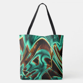 Bolsa Tote Tapetes-aquamarina e ranhuras de café profundament