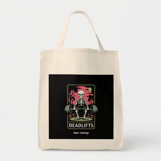 Bolsa Tote Tarot Card Deadlifos Funny Skeleton Workout Design (Frente)