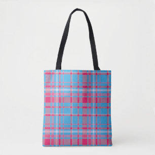 Bolsa Tote Tartan azul e vermelho