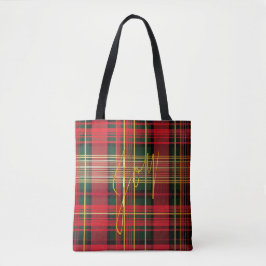 Bolsa Tote Tartan Clássico de Feriado Vermelho e Xadrez Verde