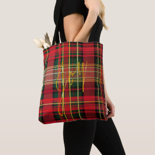 Bolsa Tote Tartan Clássico de Feriado Vermelho e Xadrez Verde