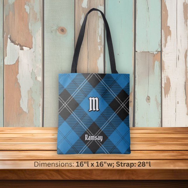 Bolsa Tote Tartan de Caça Azul Clan Ramsay (Criador carregado)