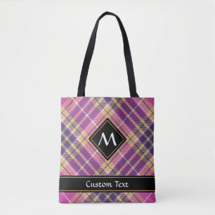 Bolsa Tote Tartan rosa, Dourado e azul