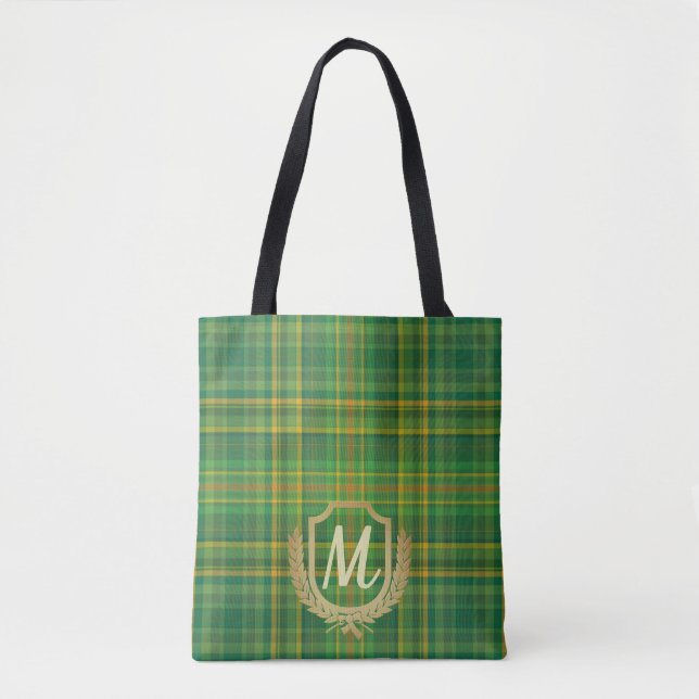Bolsa Tote Tartan Verde Rico (Xadrez) Personalizado (Frente)