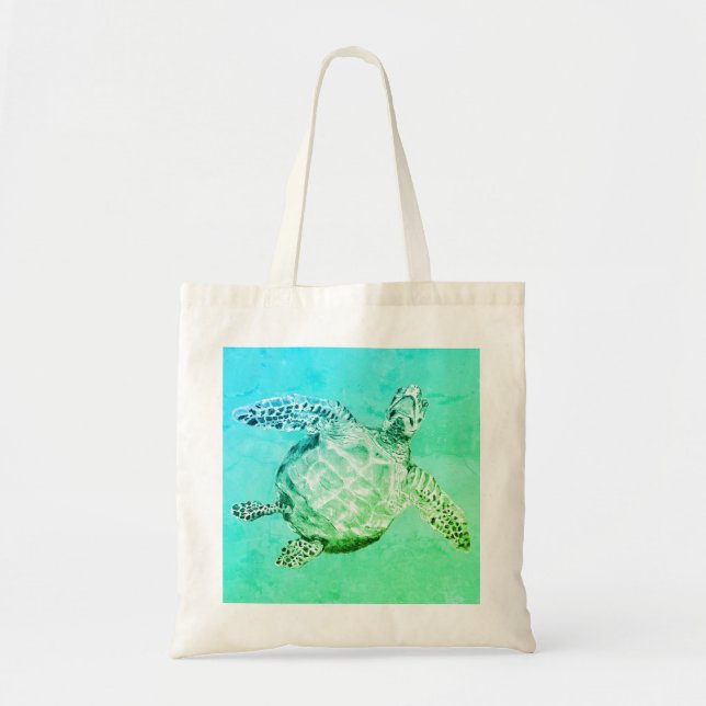 Bolsa Tote Tartaruga Azul e Verde (Frente)