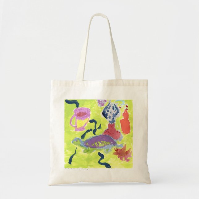 Bolsa Tote Tartaruga com um copo da sacola do chá (Frente)