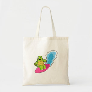 Bolsa Tote Tartaruga como Surfer com Surfboard