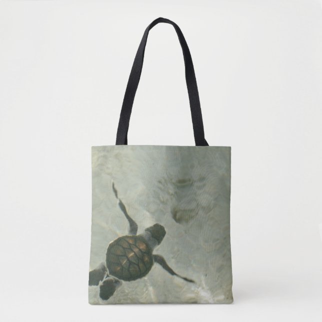Bolsa Tote Tartaruga de mar do bebê que nada para fora ao mar (Frente)