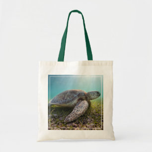 Bolsa Tote Tartaruga de mar verde na baía do crepúsculo