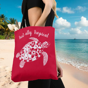 Bolsa Tote Tartaruga Havaiana Pescador Aestético Vermelho Cer