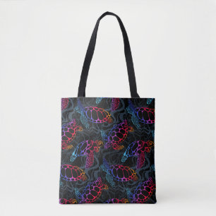 Bolsa Tote Tartaruga marinha em cores multicolores psíquicas
