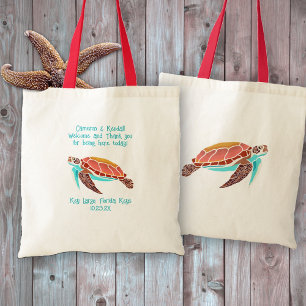 Bolsa Tote Tartaruga Marinha Texto Personalizado de Boas-Vind