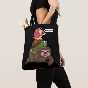 Bolsa Tote Tartaruga Preguiça Caracol Equipe Piggyback Lento