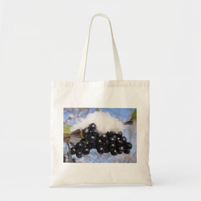Bolsa Tote Tasche schwarze Vogelbeeren mit Schnee (Frente)