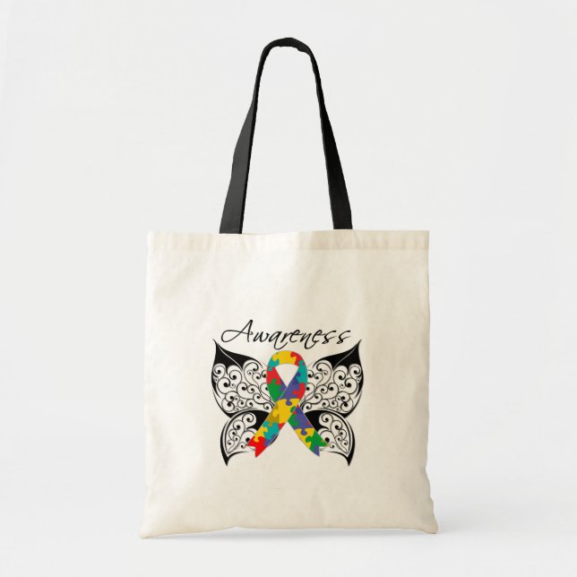 Bolsa Tote Tatuagem Borboleta Consciência - Autismo (Frente)