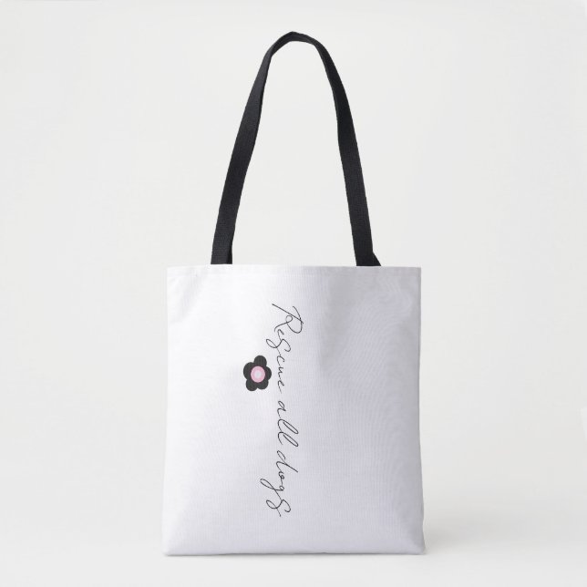 Bolsa Tote Tatuagem de Margarida - Resgate Todos os Cães (Frente)