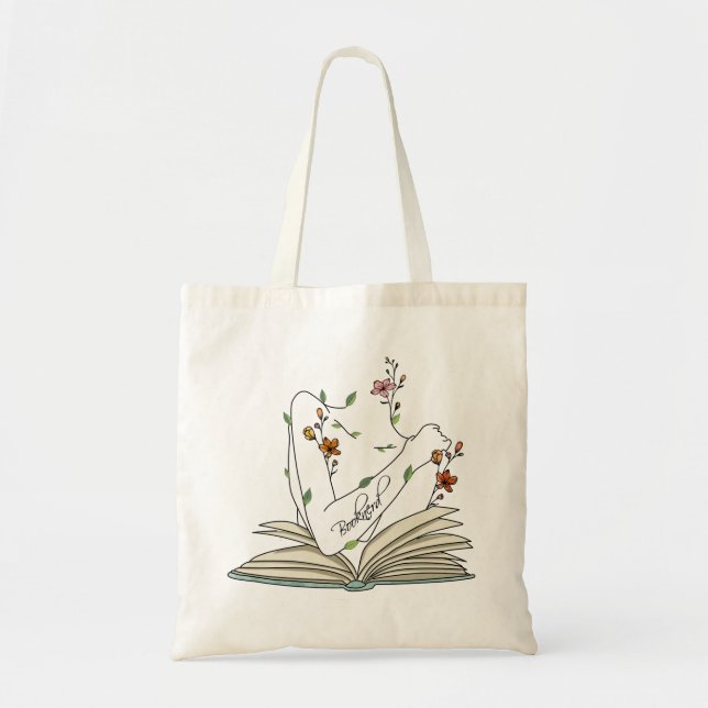Bolsa Tote Tatuagem do antebraço de flores silvestres delicad (Frente)