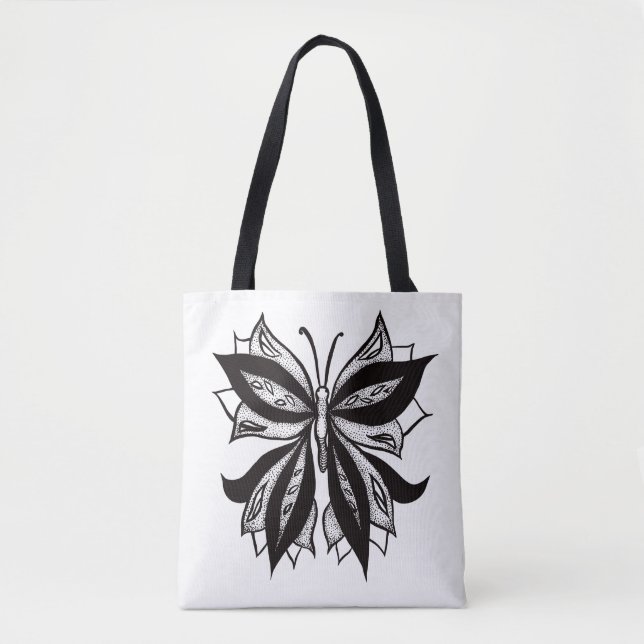 Bolsa Tote Tatuagem Tribal A Preto E Branco (Frente)