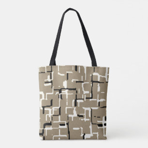Bolsa Tote Taupe Beige Black White