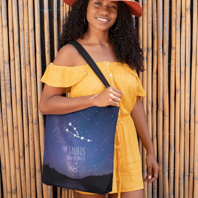 Bolsa Tote Taurus | Constelação Zodiac Personalizada (Criador carregado)